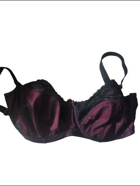 Panache Deep Burgundy Satin & Black Lace Underwire Bra